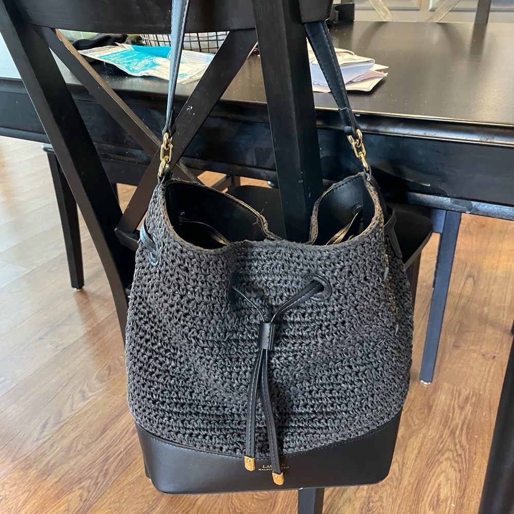 Ralph Lauren Black Crochet Bucket Bag